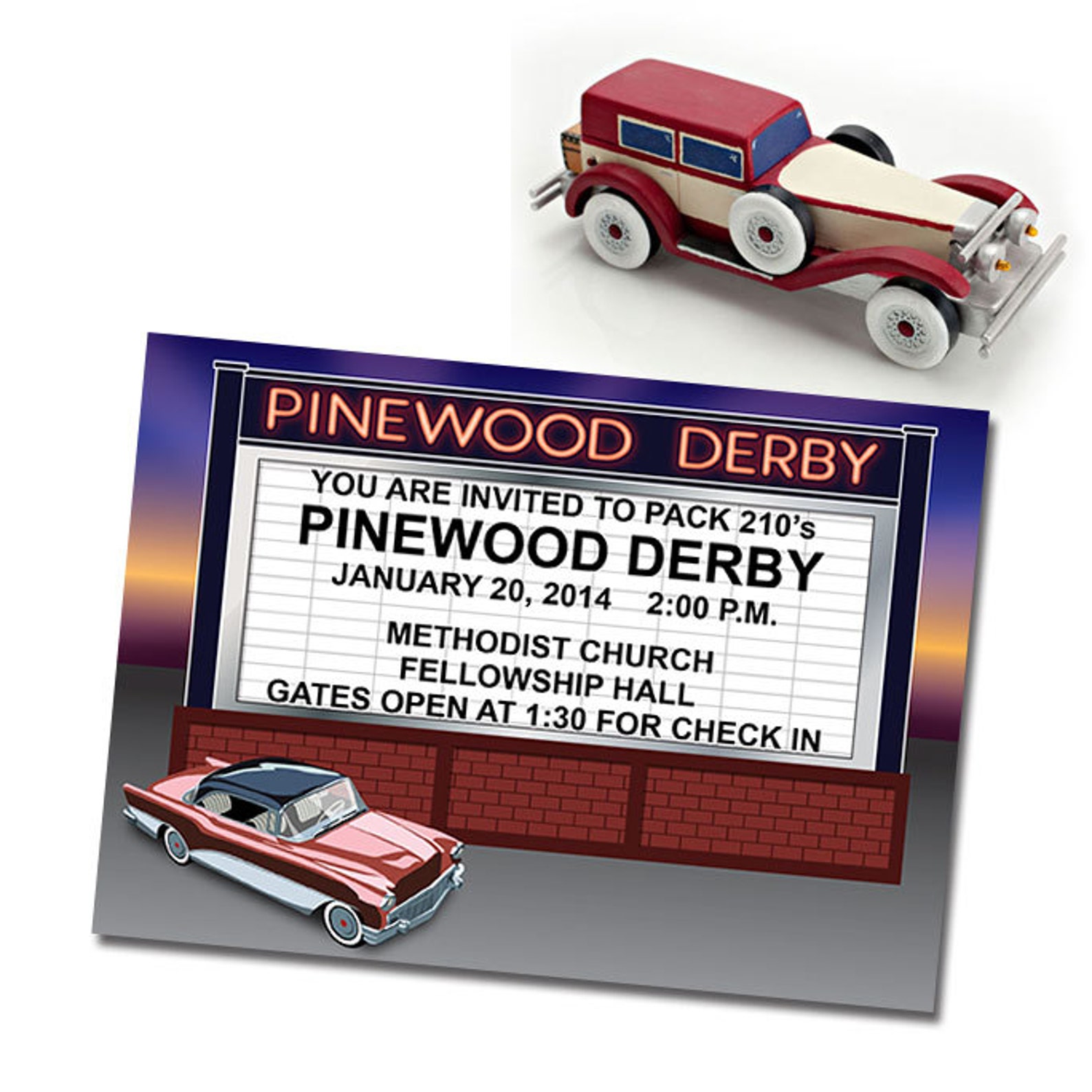 Custom Pinewood Derby Invitation Racer's License & Etsy