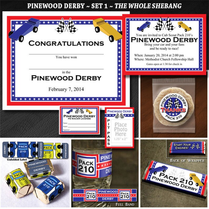 Cub Scout Pinewood Derby Set 1 The Whole Shebang Invites Etsy