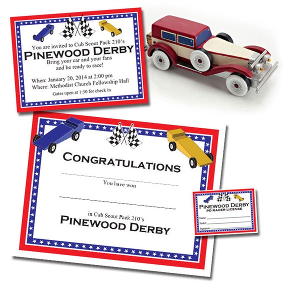 Custom Pinewood Derby Invitation Racer S License Etsy
