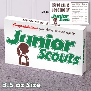 Instant Download! - Junior Scouts - 3.5 oz Junior Mints box Wrapper - Girl Scout Bridging Ceremony - Brown