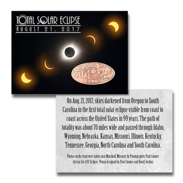 2017 Solar Eclipse - Elongated Coin Trading Card - Smashed Penny - Unique Gift - Original Photography