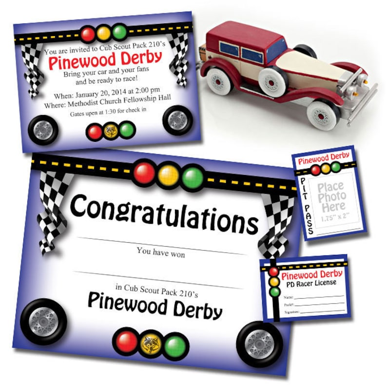 Custom Pinewood Derby Invitation Racer's License Etsy