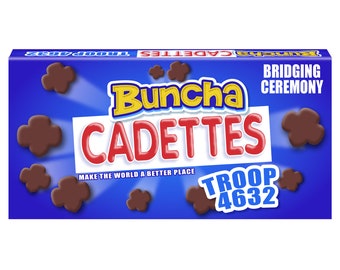 Cadette Scouts - Customizable Buncha Cadettes box Wrapper - Girl Scout Bridging Ceremony - Cadettes