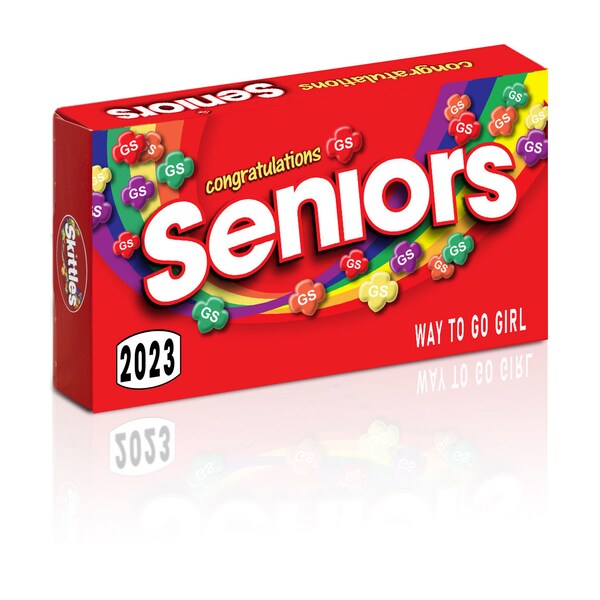 INSTANT DOWNLOAD - Senior Scouts - Senior Skittles 3.5oz Box Wrapper - Girl Scout Bridging Ceremony - Seniors