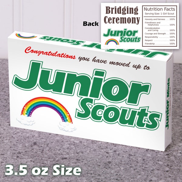 Instant Download! - Junior Scouts - 3.5 oz Junior Mints box Wrapper - Girl Scout Bridging Ceremony - Rainbow