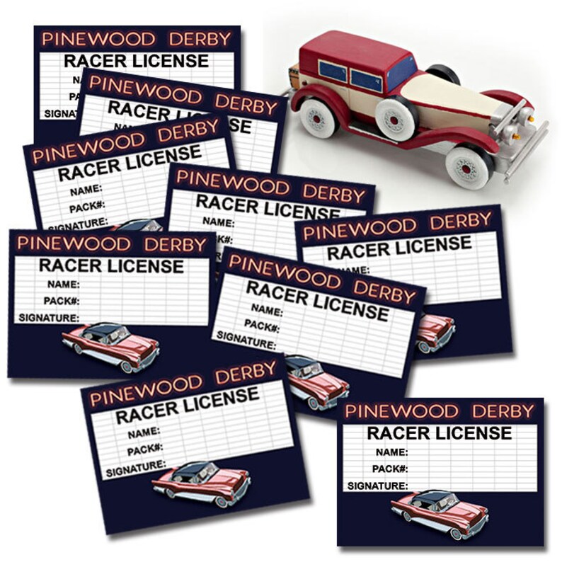Custom Pinewood Derby Invitation Racer's License & Etsy