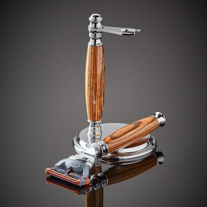 Shaving Set in sustainable Brazilian Tiger Wood | Fits Gillette