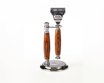 Handmade wooden razor handle - razor stand - shaving kit -unique gift - boyfriend gift - groomsmen gift - Gillette Fusion razor handle