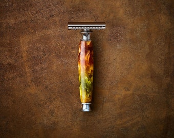 Double Edge Safety Razor made from Bright Hand Mixed Resin