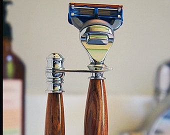 Handmade Wooden Shaving Set in Sustainable Rosewood for Gillette Fusion