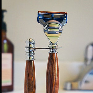 Handmade Wooden Shaving Set in Sustainable Rosewood for Gillette Fusion