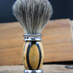 Cruelty Free Shaving Brush in sustainable Black and White Ebony wood