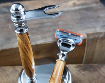 Olive wood Shaving Set for Gillette Fusion