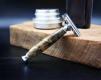 Box Elder wood safety razor | Hand-turned razor | fits double edge blades for old fashioned wet shave