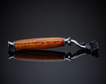 Wooden Razor in Sustainable Rosewood Hardwood for Gillette Mach 3 and Venus