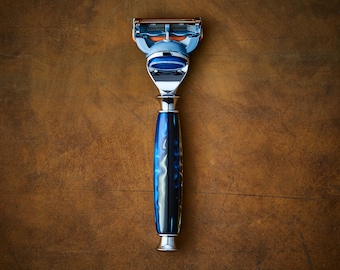 Gillette Fusion Razor in Handmixed Acrylic Blue, Black, and Gray