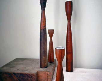 Mahogany Wood Candle Holders