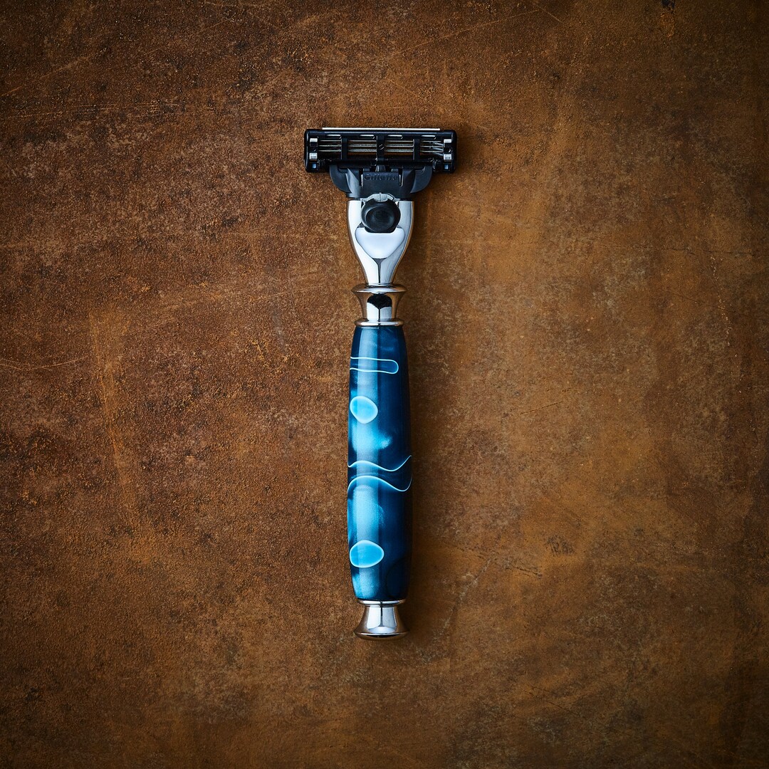 Aqua Blue Razor for Gillette Mach 3 and Venus Blades Handmade Hand ...
