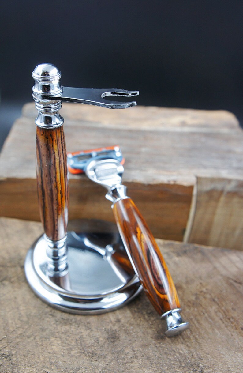 Handmade Wooden Razor Handle Razor Stand Shaving Kit Etsy