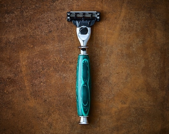 Malachite Crystal Razor Fits Gillette Mach 3  and Venus 3 Blades Cartridges