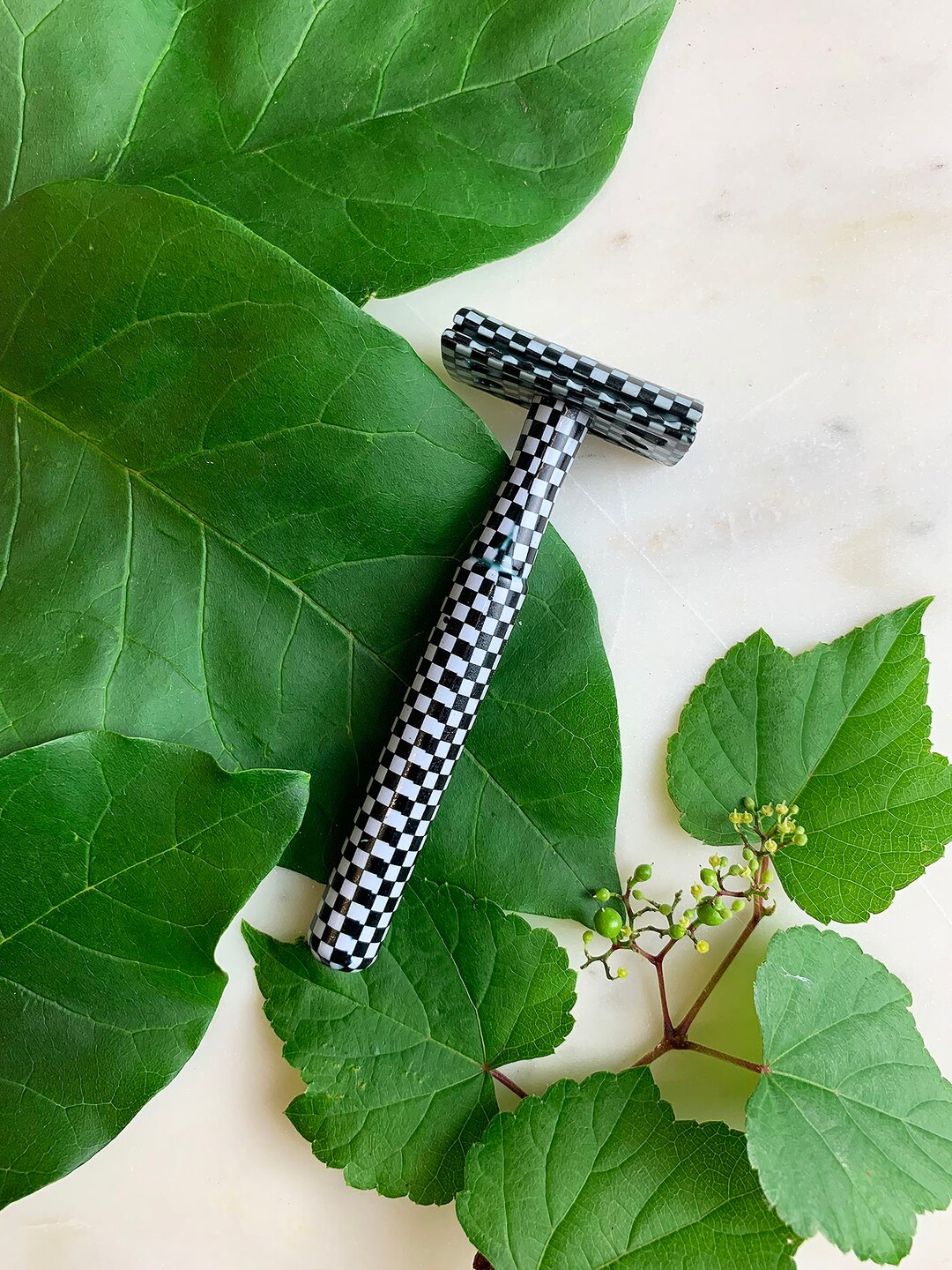 Checkered Safety Razor Zero Waste Unisex Plastic Free Sustainable