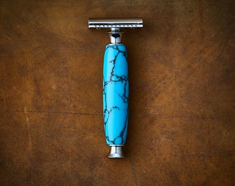 Turquoise Stone Safety Razor for a Sustainable Traditional Shave