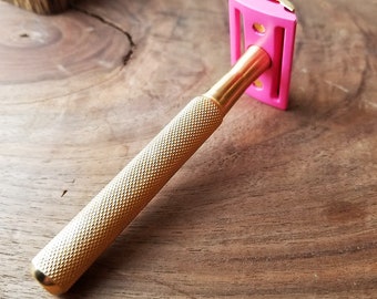 Safety Razor in Gold and Pink | Zero Waste | Unisex | Plastic Free | Sustainable Shaving