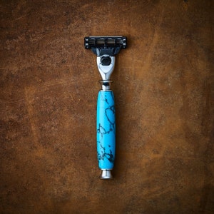 Turquoise Stone Razor Fits Gillette Mach 3 and Venus Cartridges