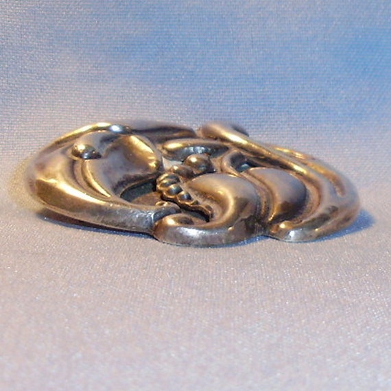 Mexico Sterling Silver Large Floral Puffy Lilly V… - image 3