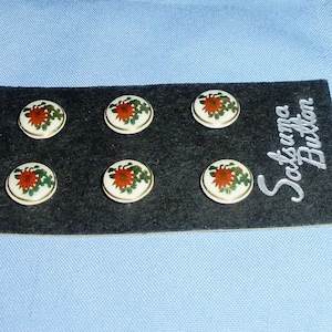 Satsuma Porcelain Floral Buttons Set of 6 On Original Card