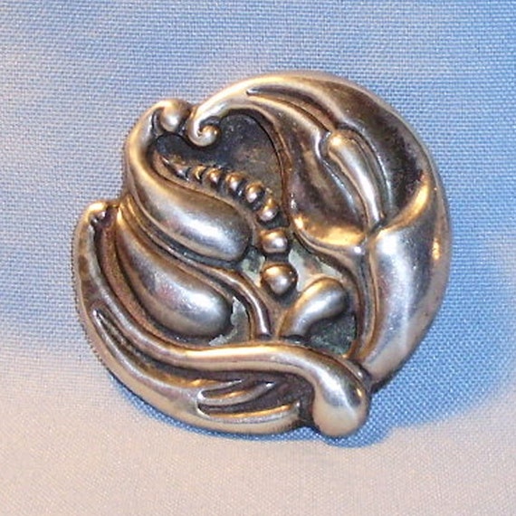 Mexico Sterling Silver Large Floral Puffy Lilly V… - image 1