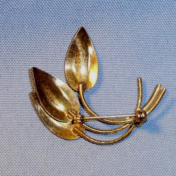 Sterling Silver and Enamel Norway Leaf Pin - image 2