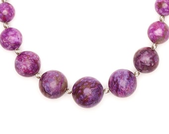 Ensemble de bijoux perlés faits à la main, grandes perles violettes avec boucles d’oreilles de bracelet de collier, bijoux faits à la main en Sugilite et en argent sterling
