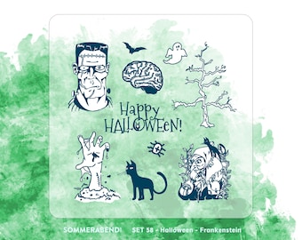 Clearstamp Set 58 Halloween Frankenstein, Klarstempel, Clearstamps, Stempel