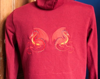 Rode Sweater, Draken Sweater, Katoenen Sweater, XL