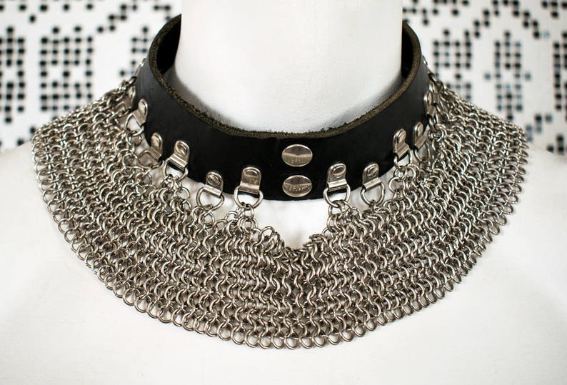 Chainmail Leather Collar Chainmail Bishop's Mantle - Etsy