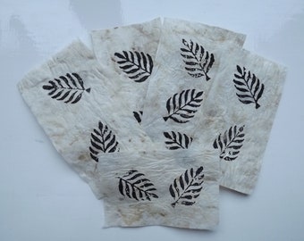 Pack of hand made silk papers for card making and scrapbooking with leaf print