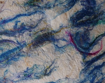 Hand made silk paper with shades of blue - ready to dispatch
