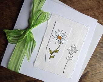 Daisy Mixed Media Card: Hand-Painted Birthday Greetings (6x6 inches)
