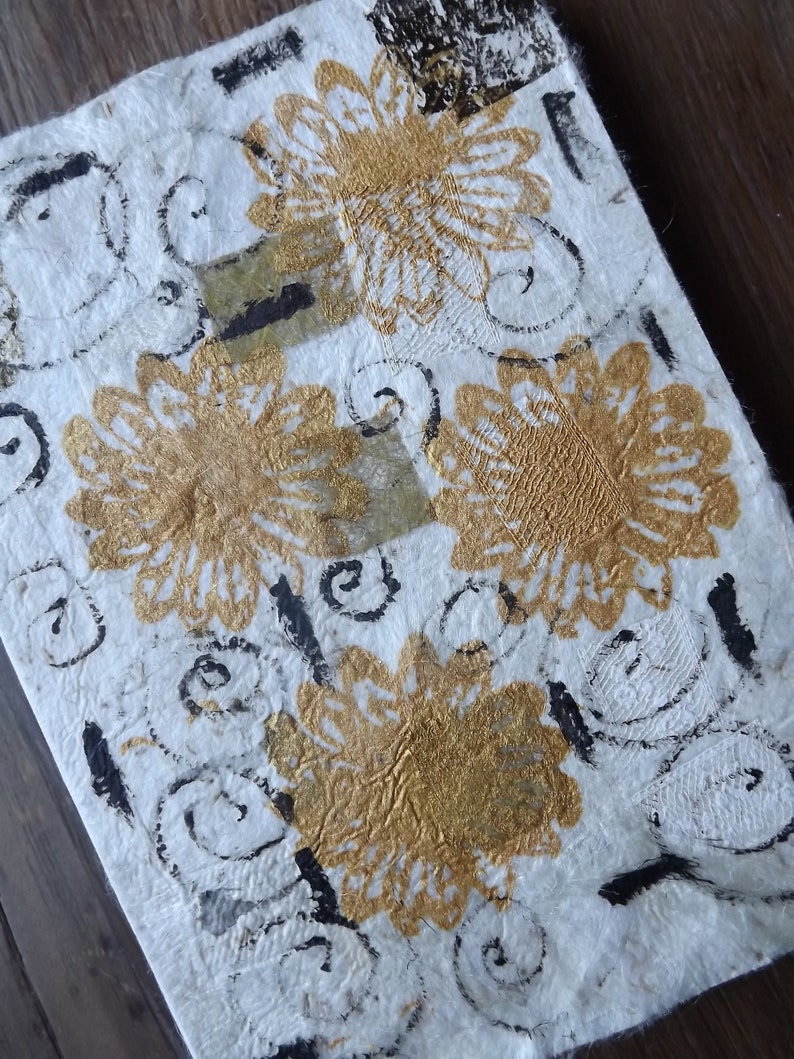 Original Art Work Mixed Media on Canvas Gustav Klimt Inspired 5 x 7 inches