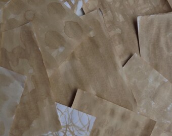 Coffee stained handmade papers - pack of 20  Coffee stained paper pack. Mixed pack coffee hand dyed paper.