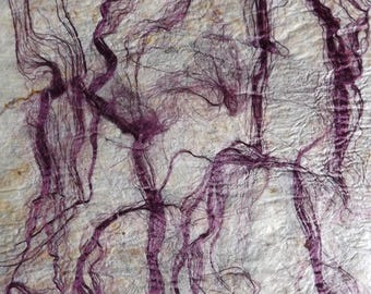 Hand made silk paper with purple mulberry silk additions- ready to dispatch