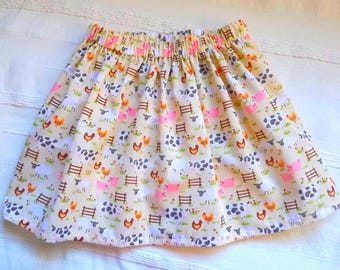 Toddler skirt - Age 3/4   Farmyard Design. Lightweight fabric with elasticated waist.