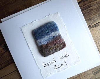 Needle Felted Seascape Greetings Card