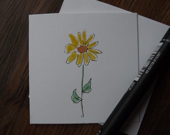 Hand painted, original watercolour card - single flower