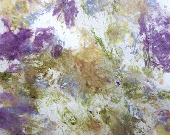 Eco, naturally printed papers, set of 2 papers.  Floral Papers. Naturally transfer dyed.