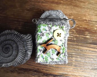 Leaping Hare Kilt Pin Brooch - slow stitched.