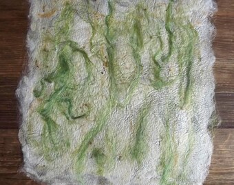 Hand made silk paper, with shades of green - ready to dispatch
