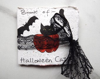 Halloween Cats Accordion Book: Handmade Watercolour Miniature Art