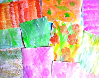Hand painted papers, scrapbooking, journaling, ephemera
